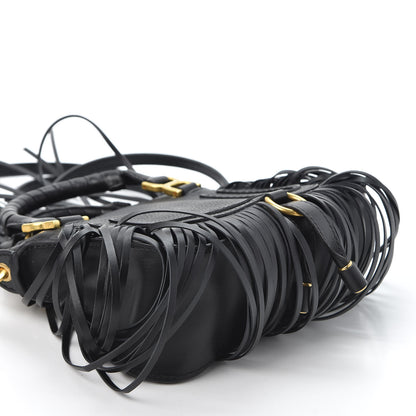 Chloe Shiny Small Grain Calfskin Mini Marcie Multi Fringe Satchel Black 3 of 10
