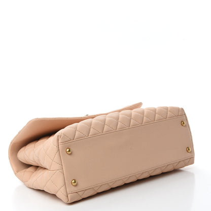 Chanel Caviar Quilted Medium Coco Handle Flap Light Beige 4 of 11