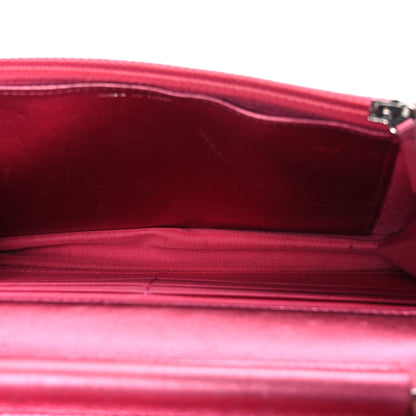 Chanel Metallic Patent Calfskin Quilted Boy Wallet On Chain WOC Fuchsia 5 of 13