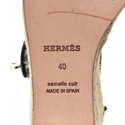 Hermes Calfskin Tipoli Espadrille Wedges 40 Black 6 of 9