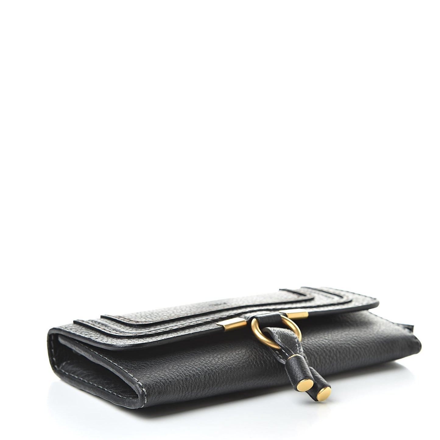 Calfskin Marcie Continental Flap Wallet Black