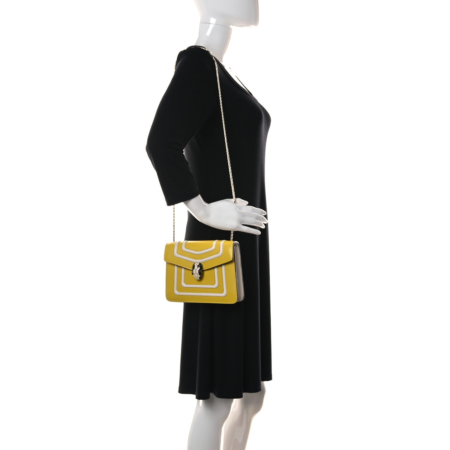 Bulgari Calfskin Serpenti Forever Crossbody Bag Yellow White 2 of 10