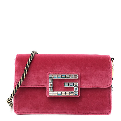 Gucci Velvet Crystal Square G Shoulder Bag Light Raspberry Rose 1 of 9