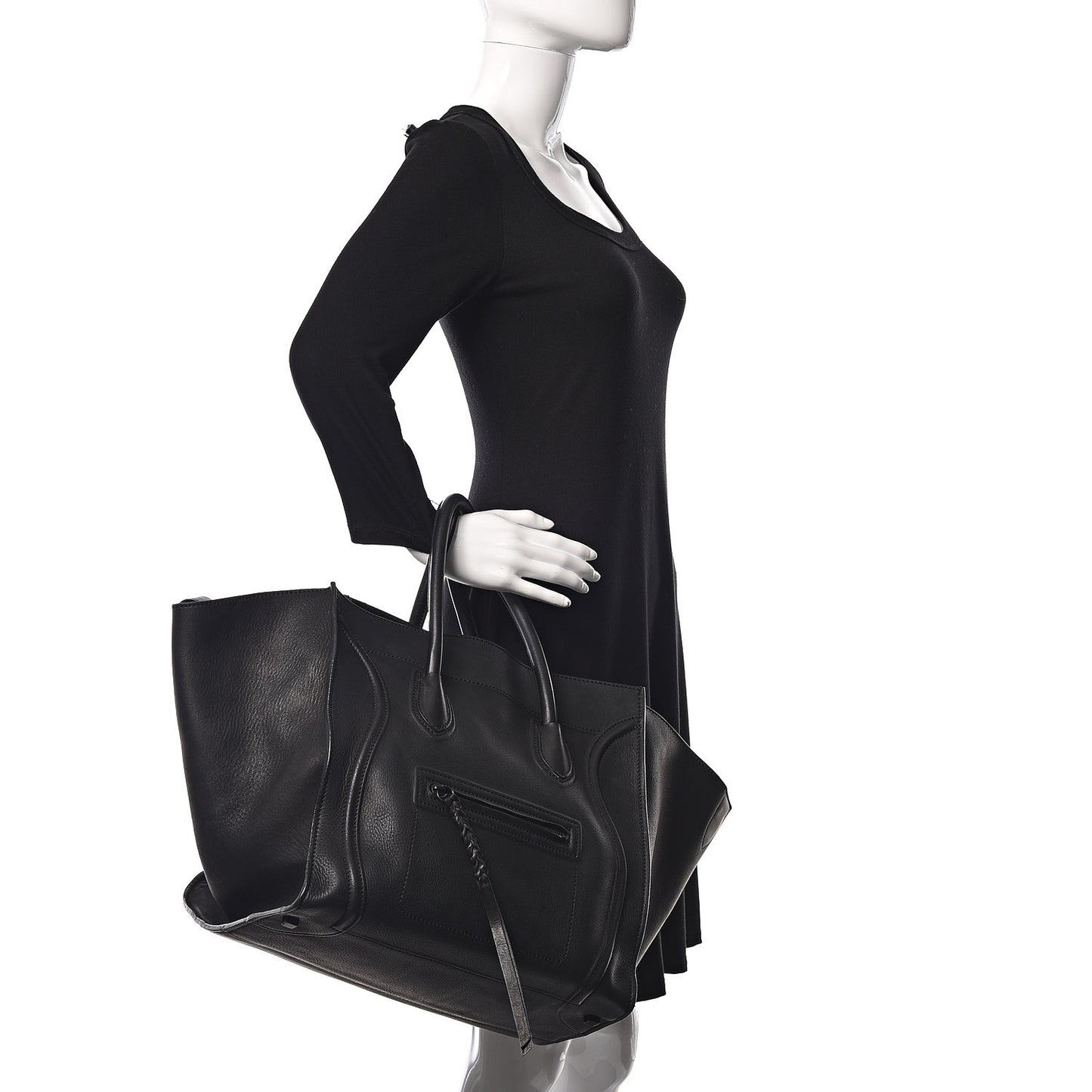 Supple Calfskin Large Phantom Luggage Black