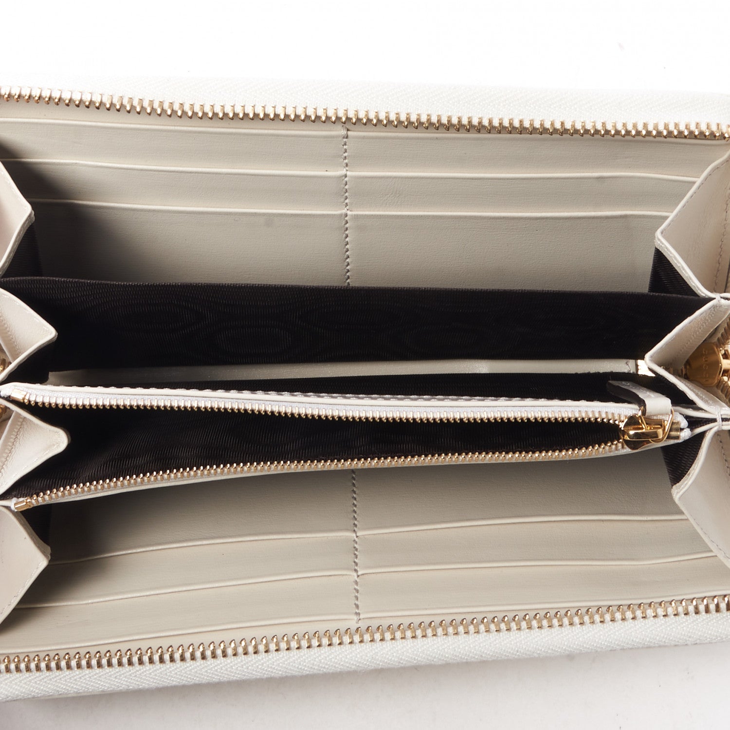 Gucci Boarded Plutone Calfskin Horsebit 1955 Zip Around Wallet Mystic White 4 of 9
