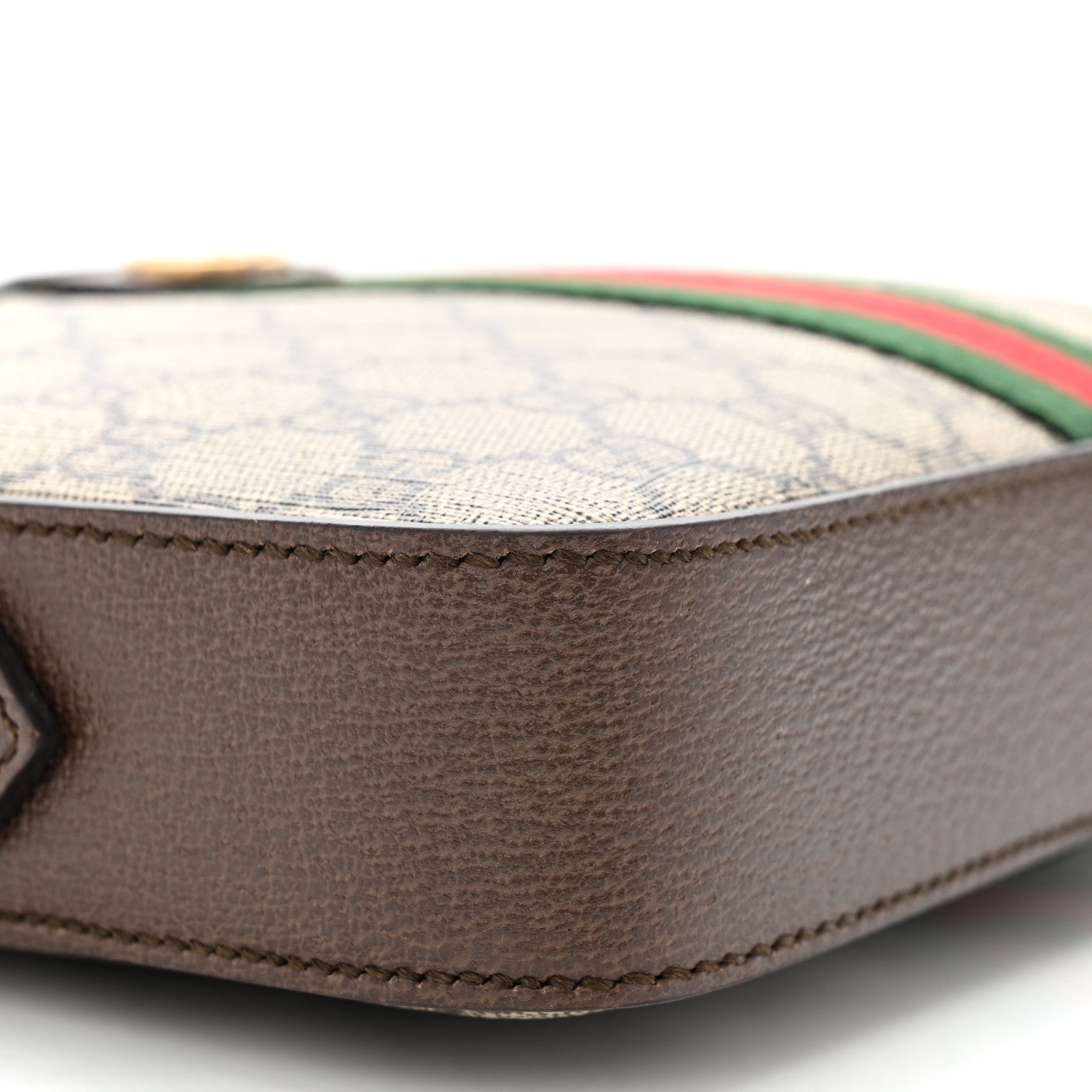 Gucci GG Supreme Monogram Textured Dollar Calfskin Web Ophidia Wristlet Shoulder Bag Beige Ebony New Acero 8 of 9