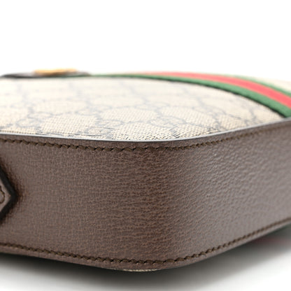 Gucci GG Supreme Monogram Textured Dollar Calfskin Web Ophidia Wristlet Shoulder Bag Beige Ebony New Acero 8 of 9