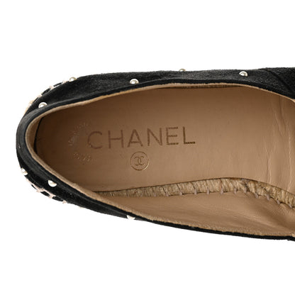 Chanel Suede Pearl CC Espadrilles 40 Black 8 of 15