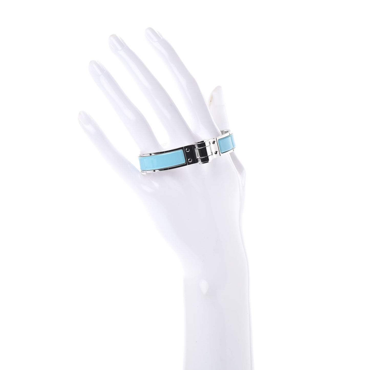 Enamel Charniere Uni Narrow Hinged Bracelet S Bleu Turquoise