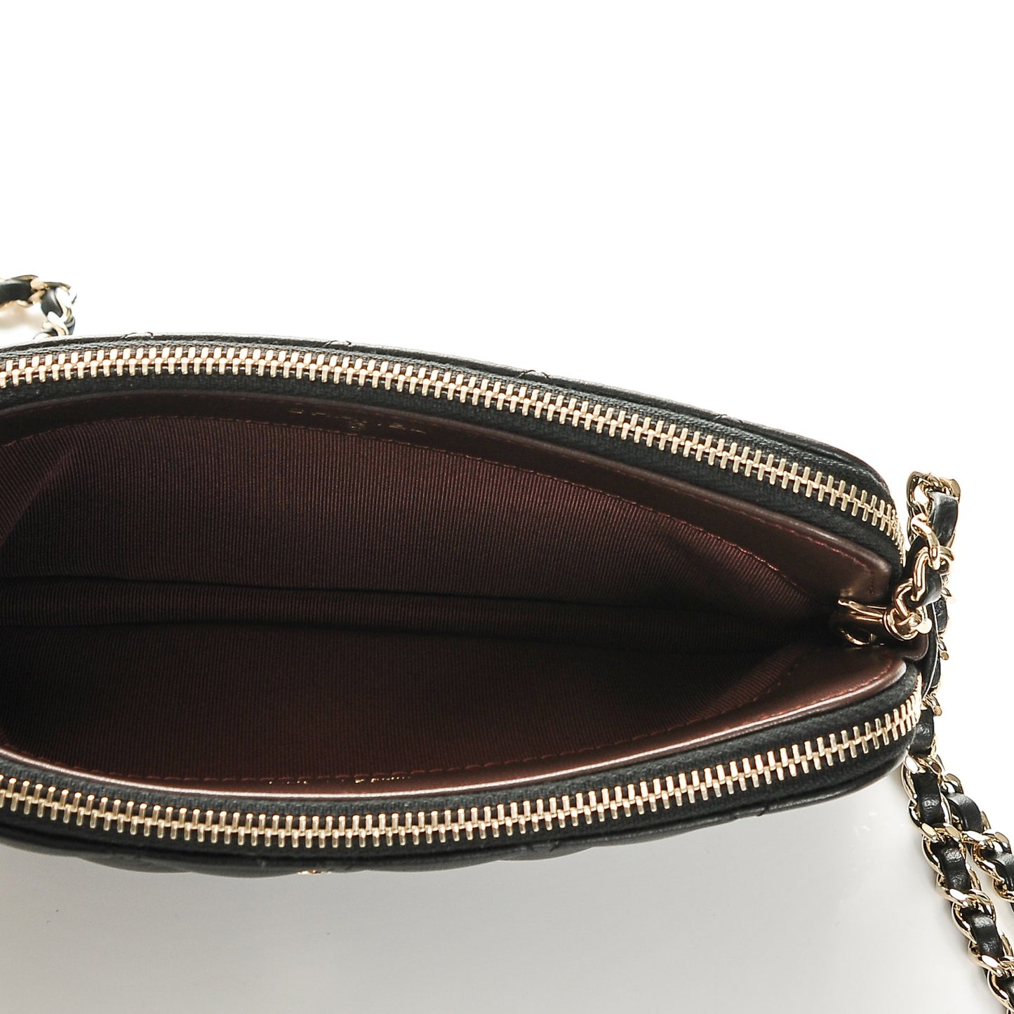 Lambskin Quilted Small Clutch With Chain Black
