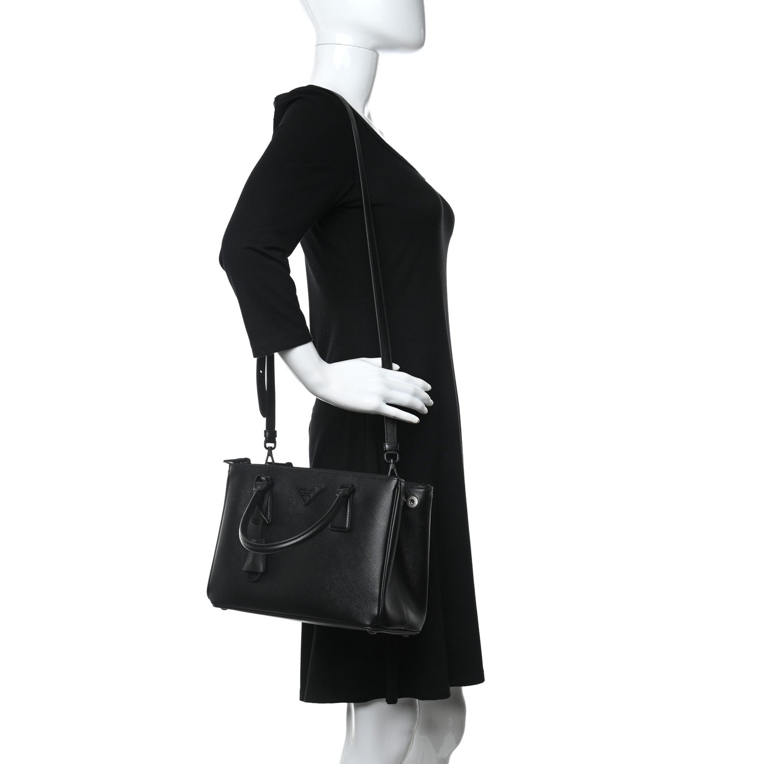 Prada Saffiano Small Galleria Double Zip Tote Black 2 of 11
