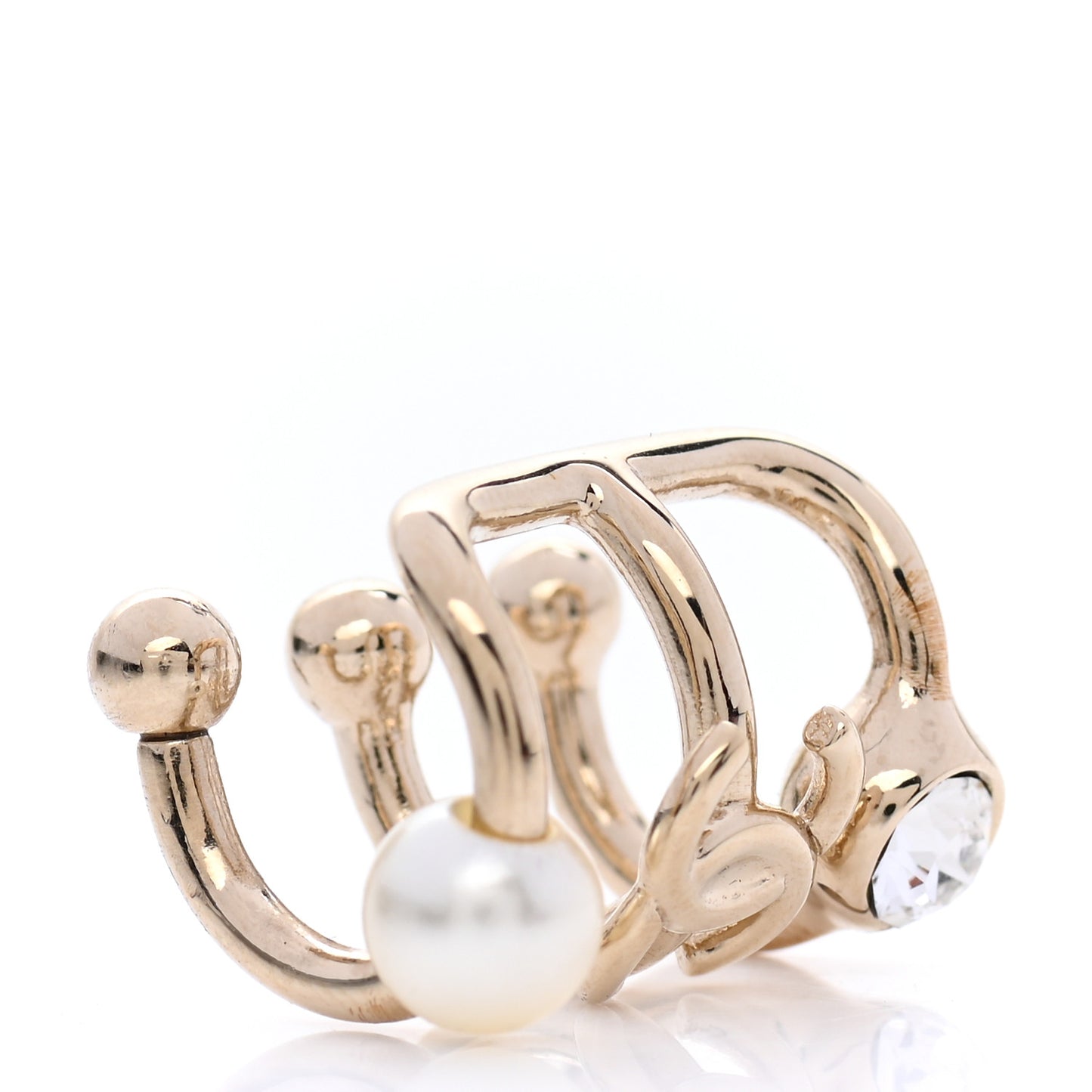 Pearl Crystal CC Single Ear Cuff Gold