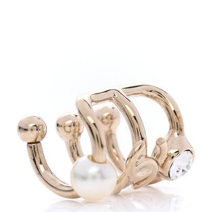 Chanel Pearl Crystal CC Single Ear Cuff Gold 4 of 4