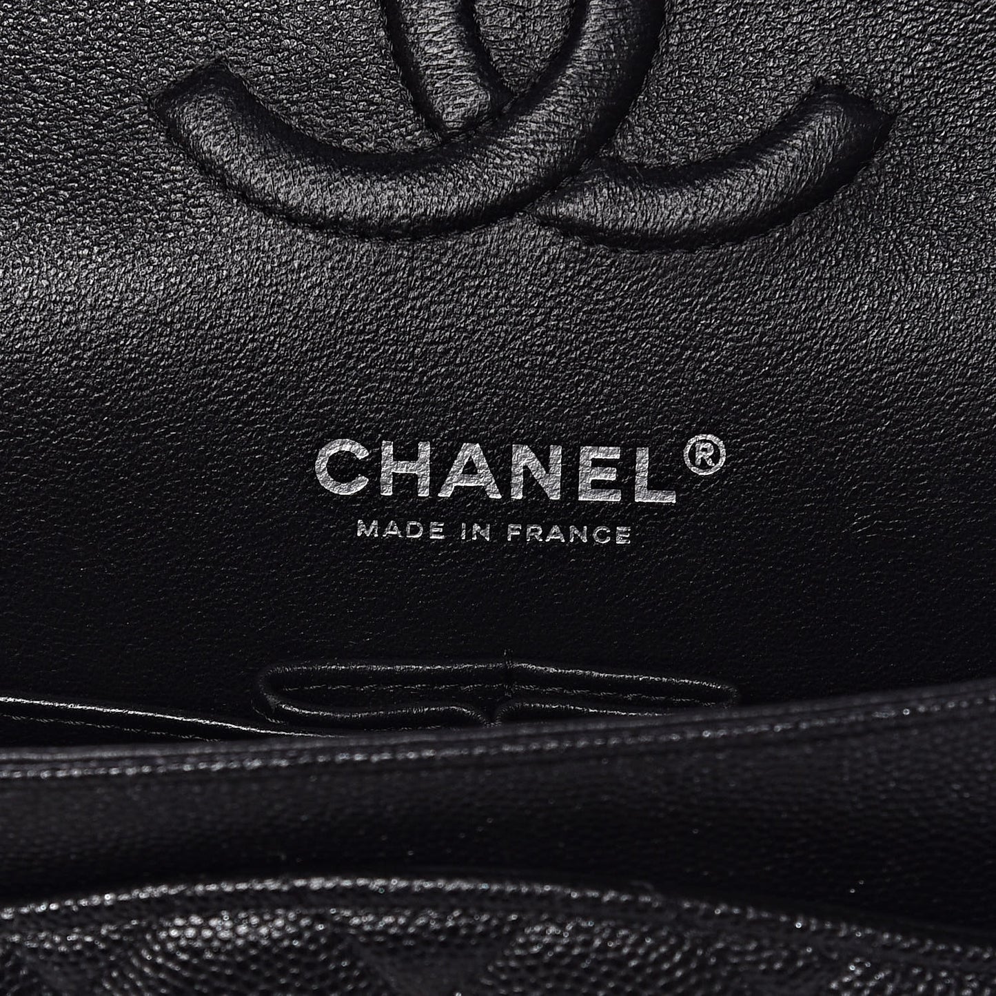 Iridescent Caviar Quilted Medium Double Flap Black