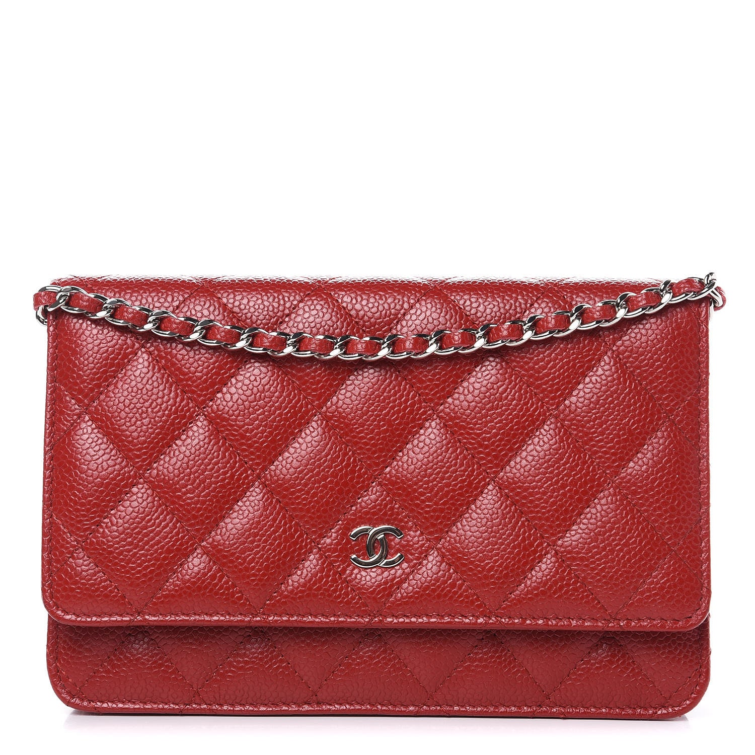 Chanel Caviar Quilted Wallet on Chain WOC Red 1 of 12
