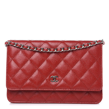 Chanel Caviar Quilted Wallet on Chain WOC Red 1 of 12