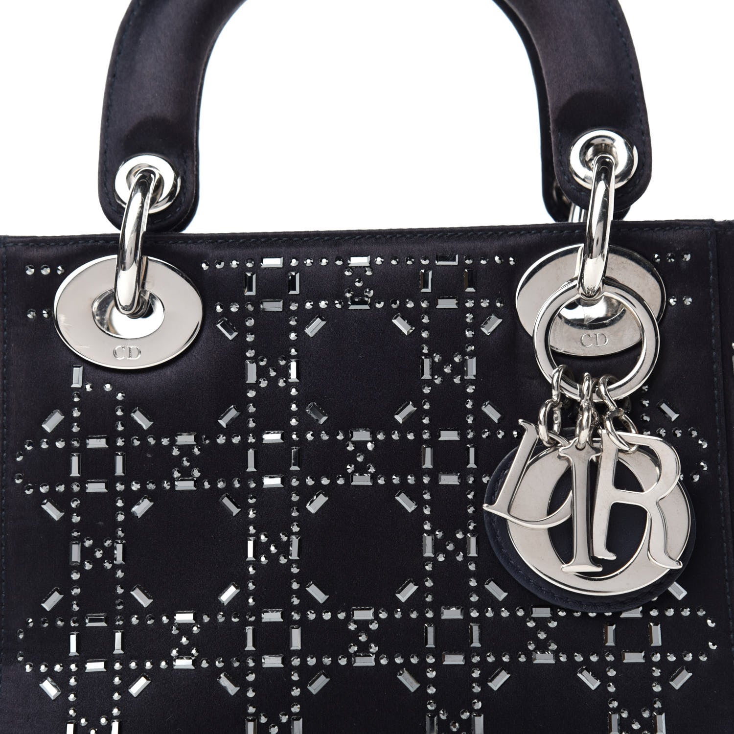 Christian Dior Satin Crystal Cannage Mini Lady Dior Navy 10 of 10