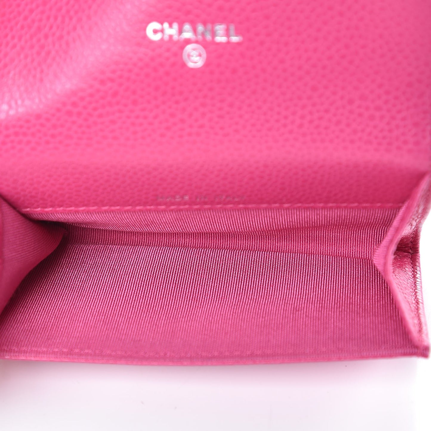 Caviar Quilted Flap Card Holder Pink