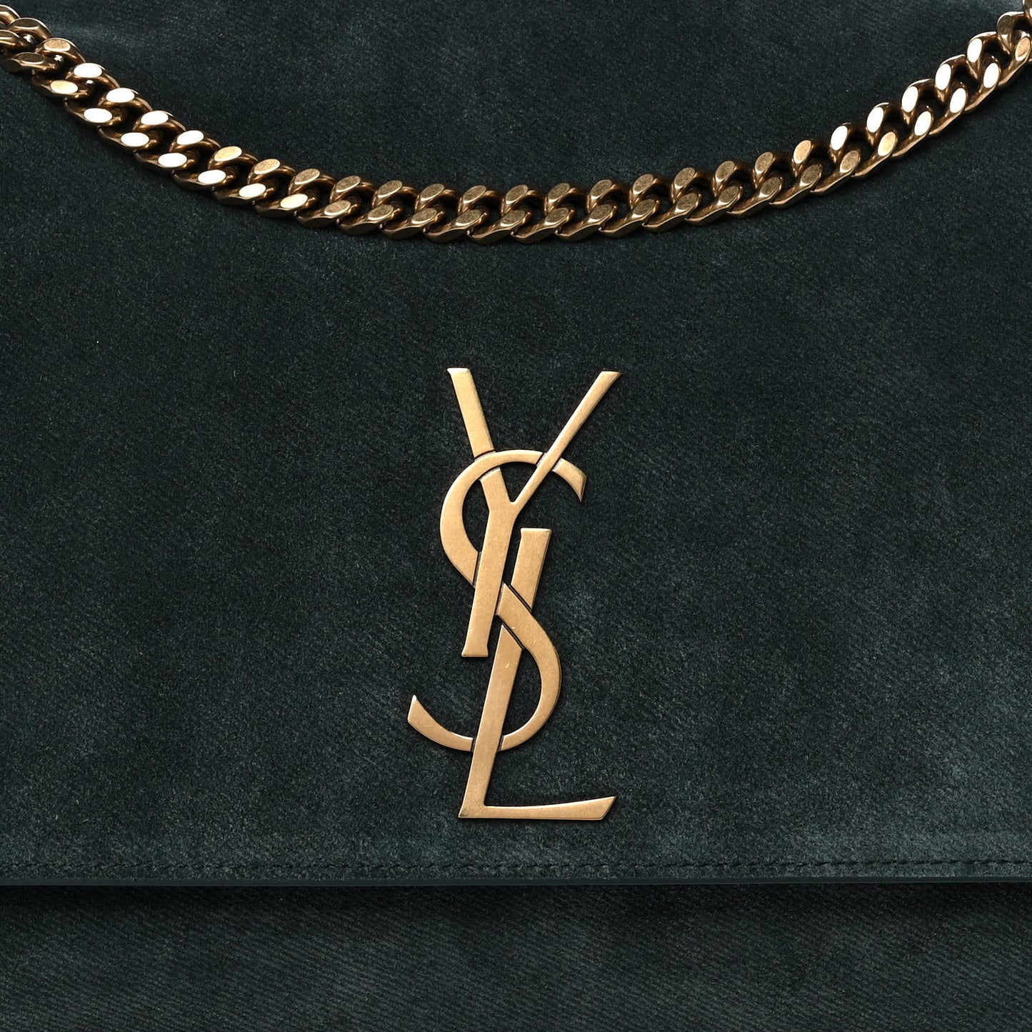Smooth Calfskin Suede Medium Reversible Monogram Kate Satchel Dark Forest
