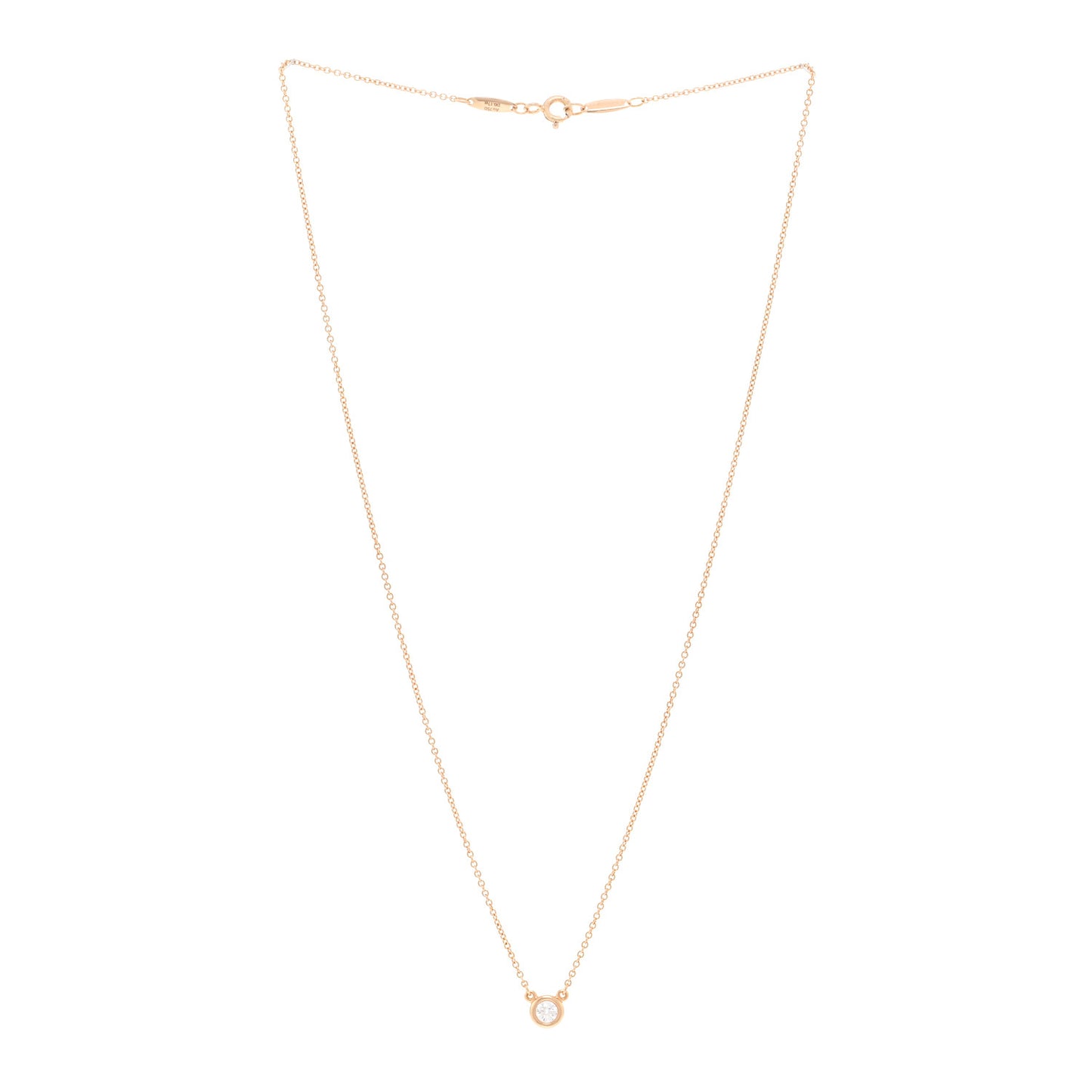 18K Rose Gold Diamond .17ct Elsa Peretti Diamonds by the Yard Pendant Necklace
