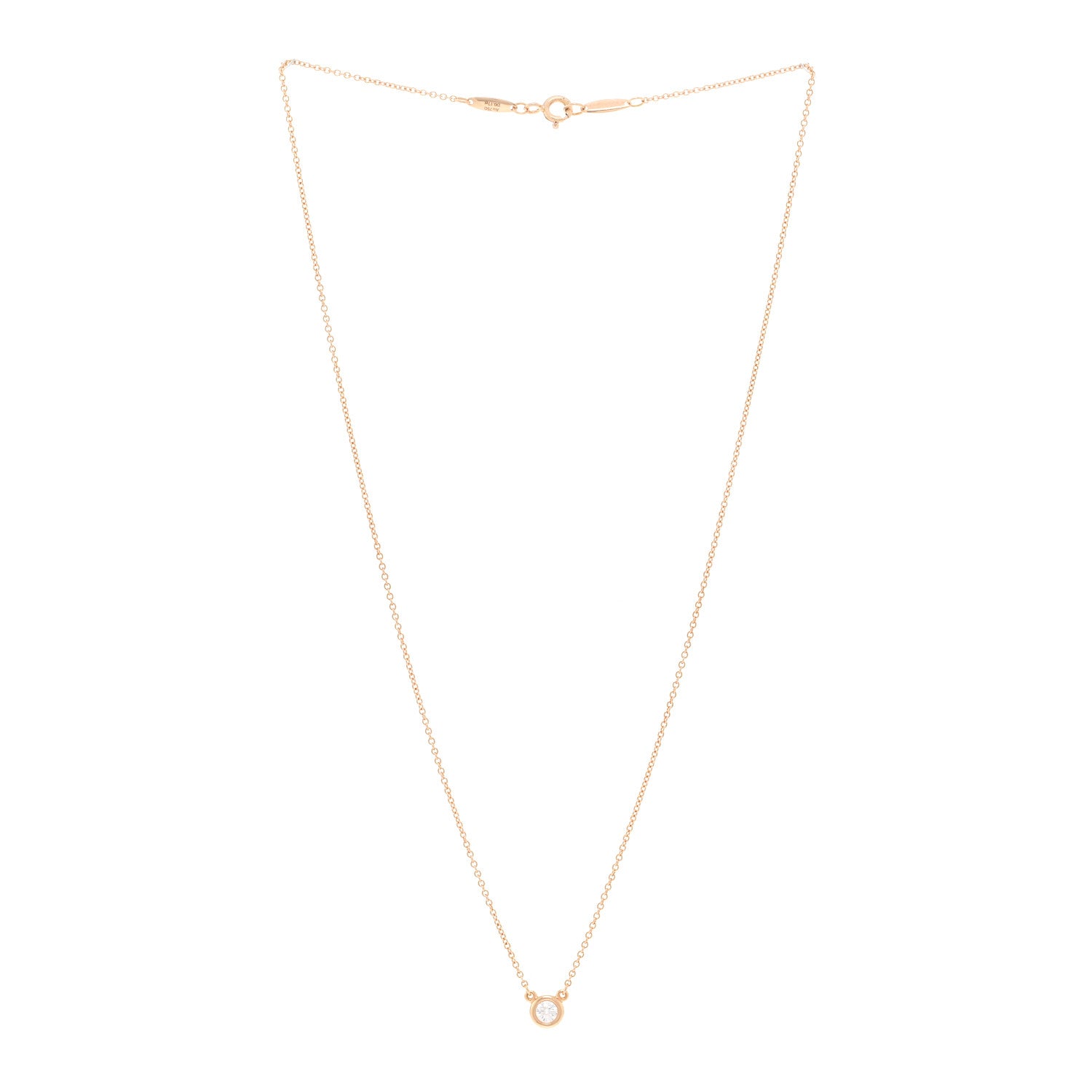 Tiffany 18K Rose Gold Diamond .17ct Elsa Peretti Diamonds by the Yard Pendant Necklace 3 of 5