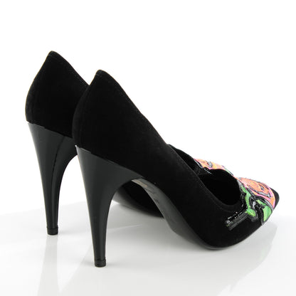 Louis Vuitton Suede Monogram Roses Pumps 38 Black 5 of 10