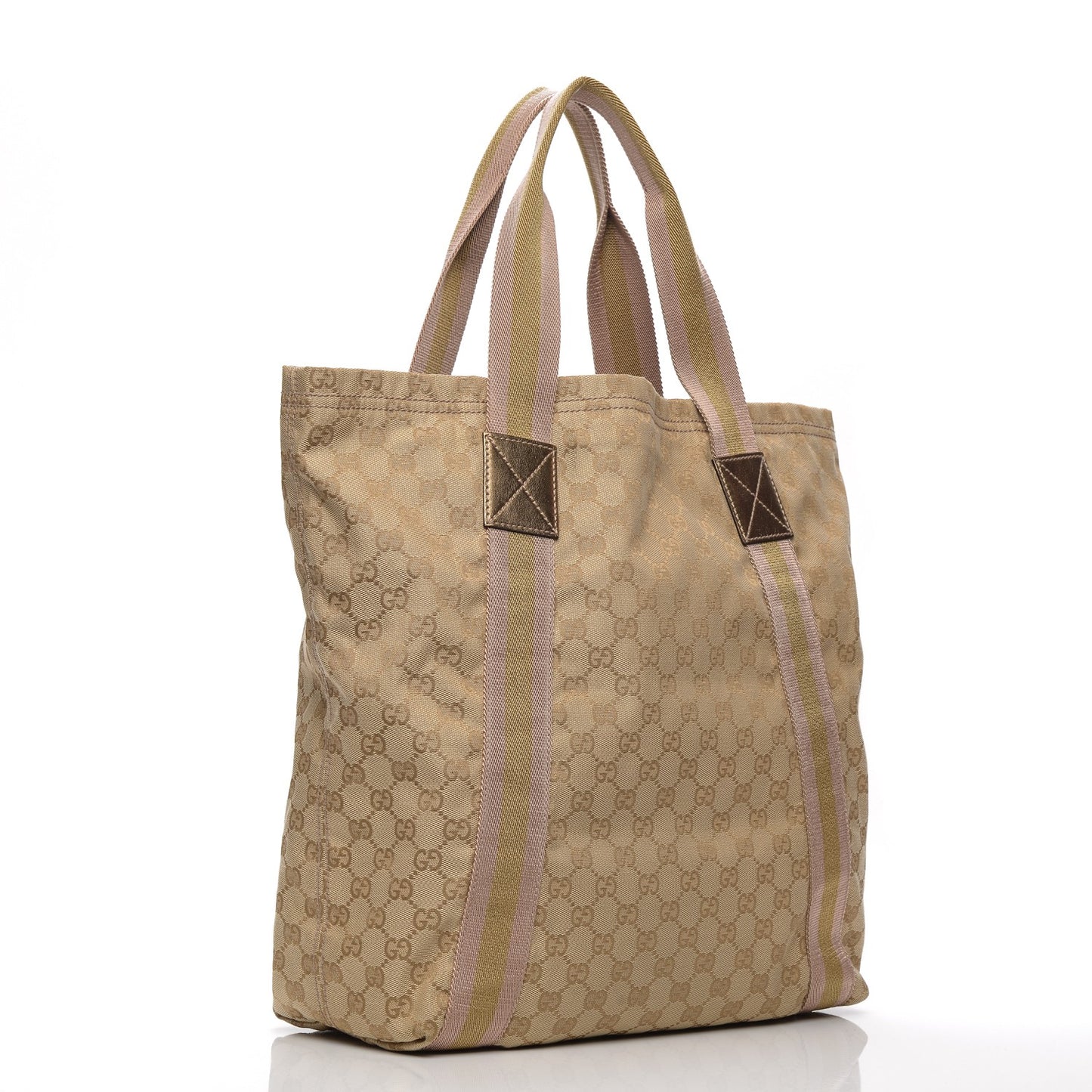 GG Monogram Medium Web Handle Vertical Tote Pink Gold