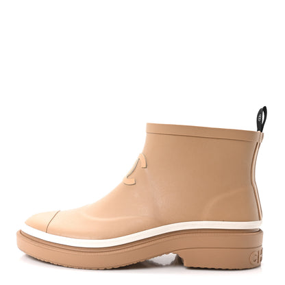 Chanel Rubber CC Short Rain Boots 39 Beige 1 of 10