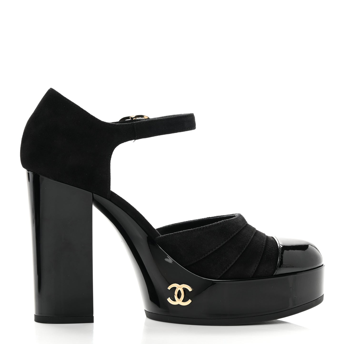 Patent Suede CC Platform Pumps 37.5 Black