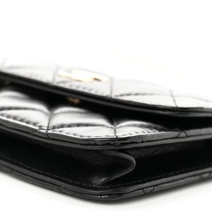 Chanel Calfskin Quilted Maxi Pearls Card Holder Flap With Chain Black 11 of 11