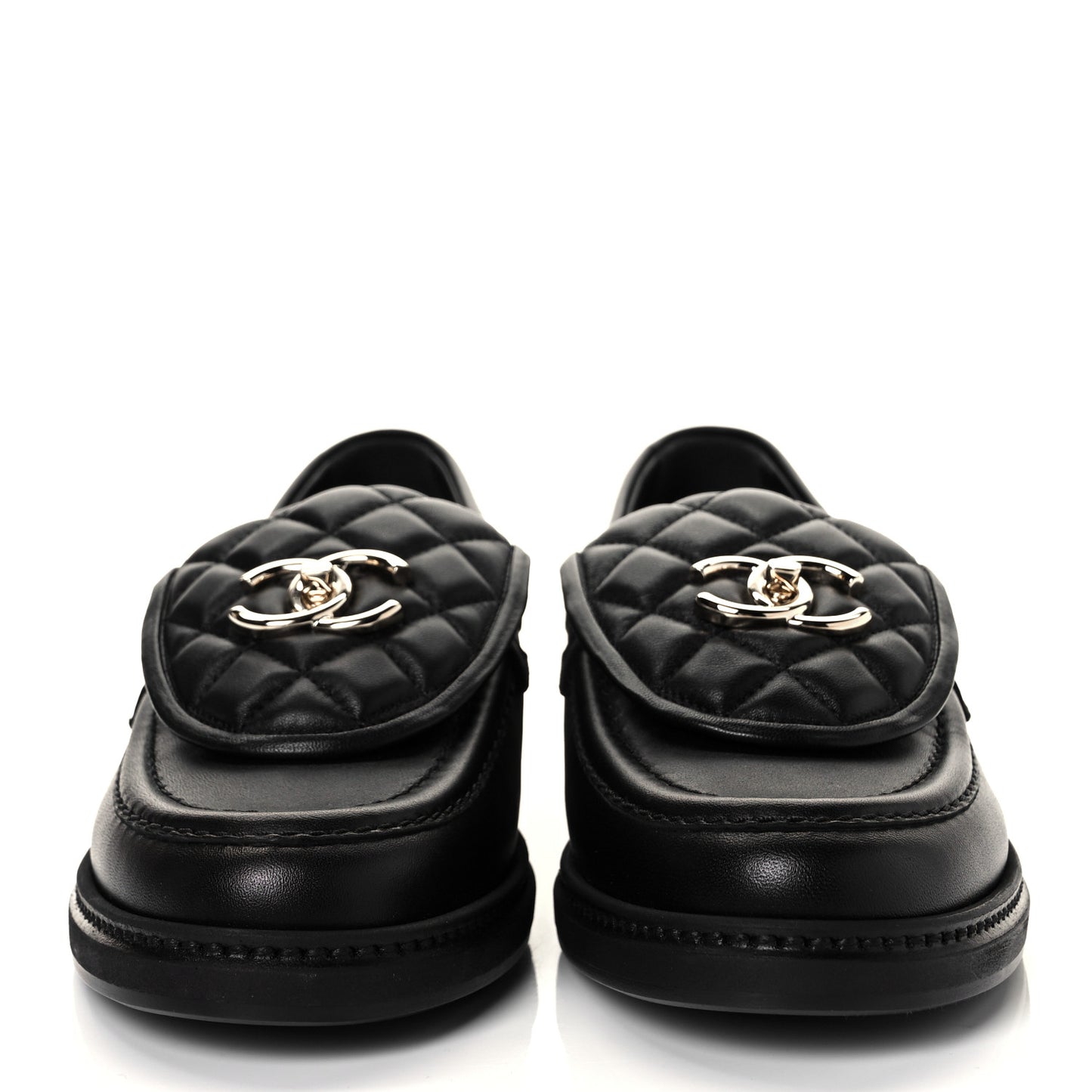Lambskin Quilted CC Turnlock Loafers 37.5 Black