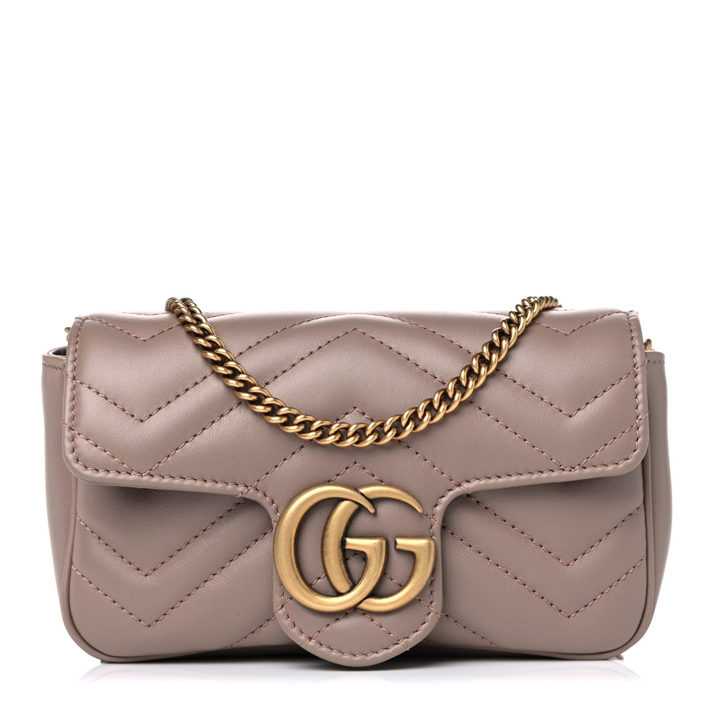 Calfskin Matelasse Super Mini GG Marmont Shoulder Bag Porcelain Rose