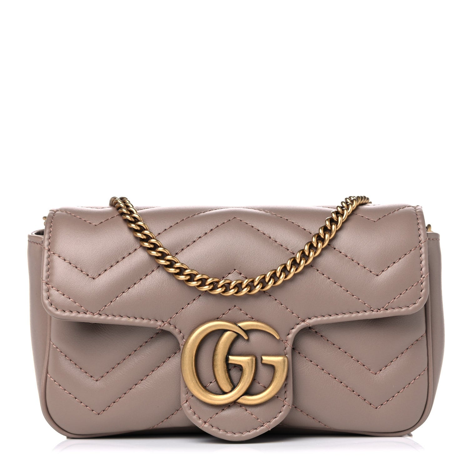 Gucci Calfskin Matelasse Super Mini GG Marmont Shoulder Bag Porcelain Rose 1 of 11
