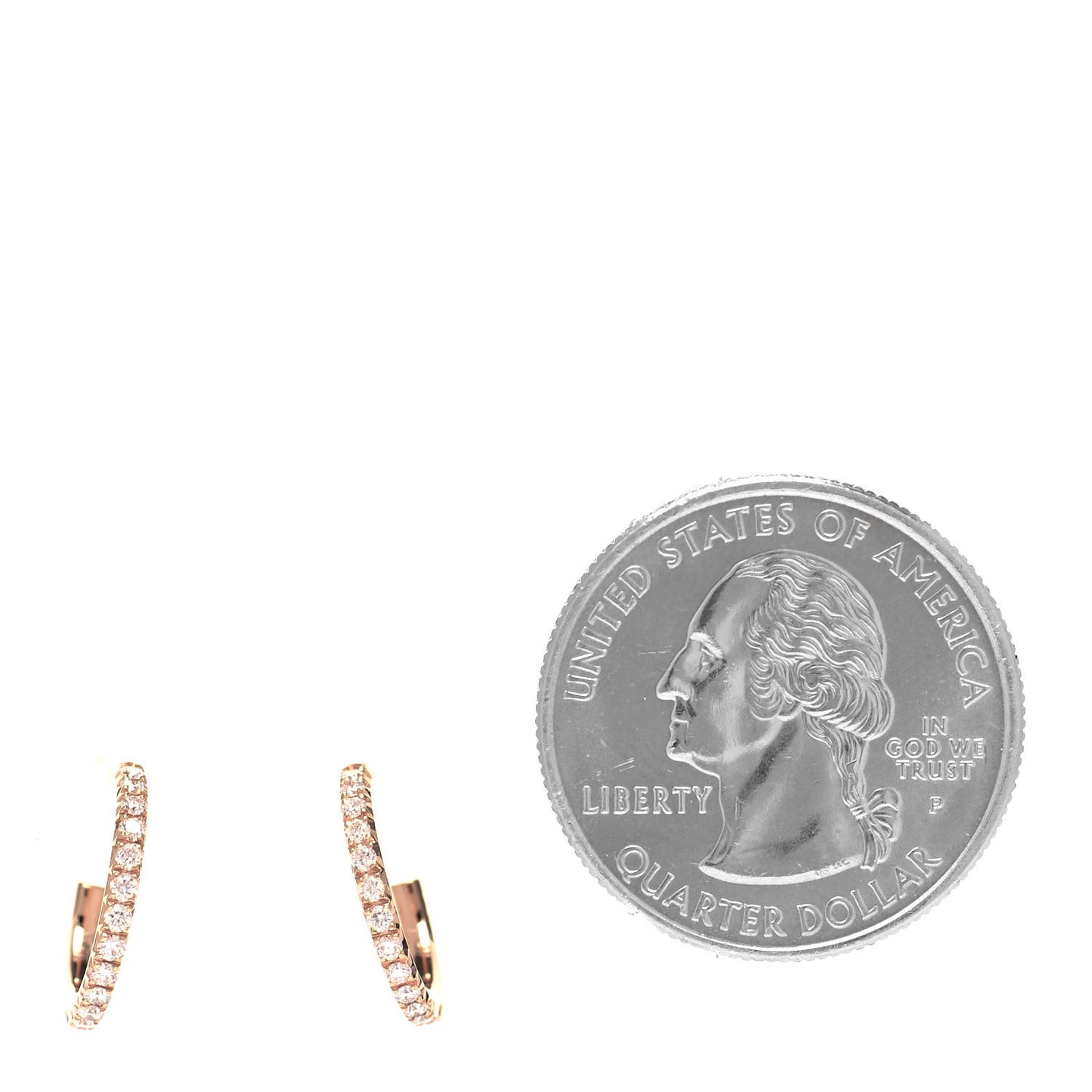 18K Rose Gold Diamond Small Metro Hoop Earrings