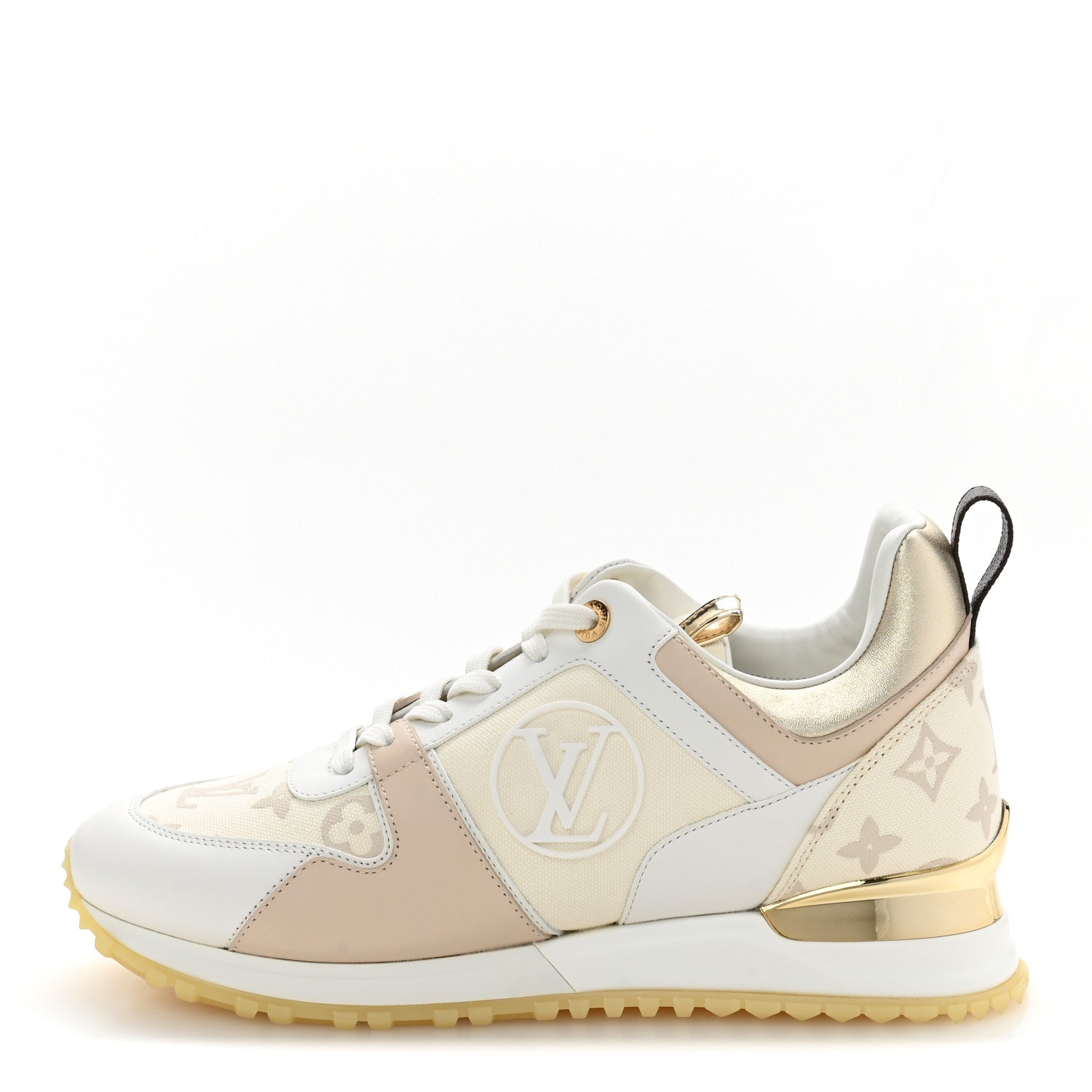 Louis Vuitton Monogram Calfskin Run Away Sneakers 38.5 Beige Gold 1 of 10