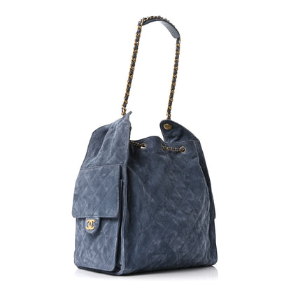 Chanel Suede Quilted Medium Chanel 25 Handbag Blue 4 of 11