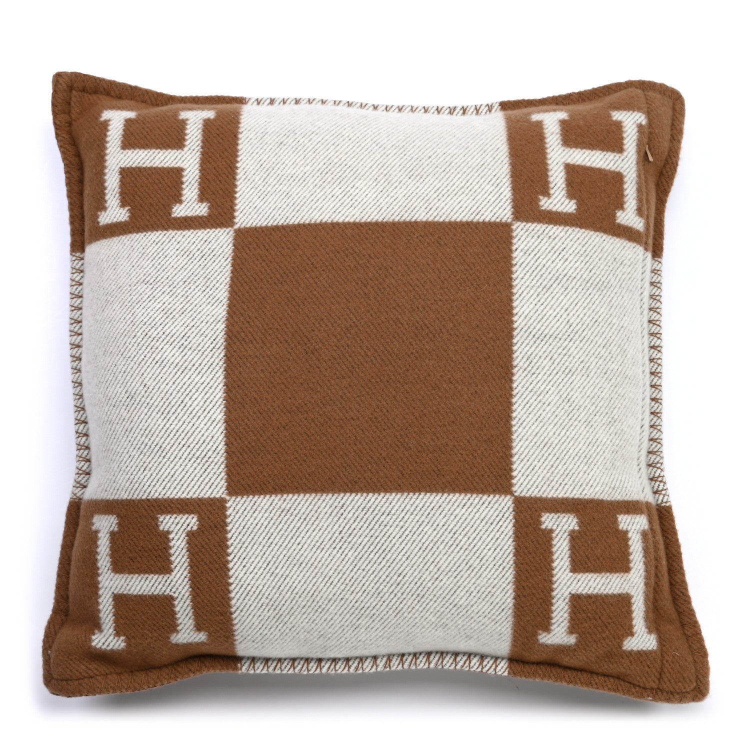 Hermes Wool Cashmere Avalon Pillow PM Ecru Camel 3 of 6