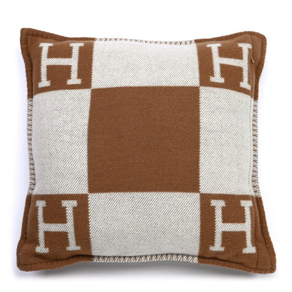 Hermes Wool Cashmere Avalon Pillow PM Ecru Camel 3 of 6