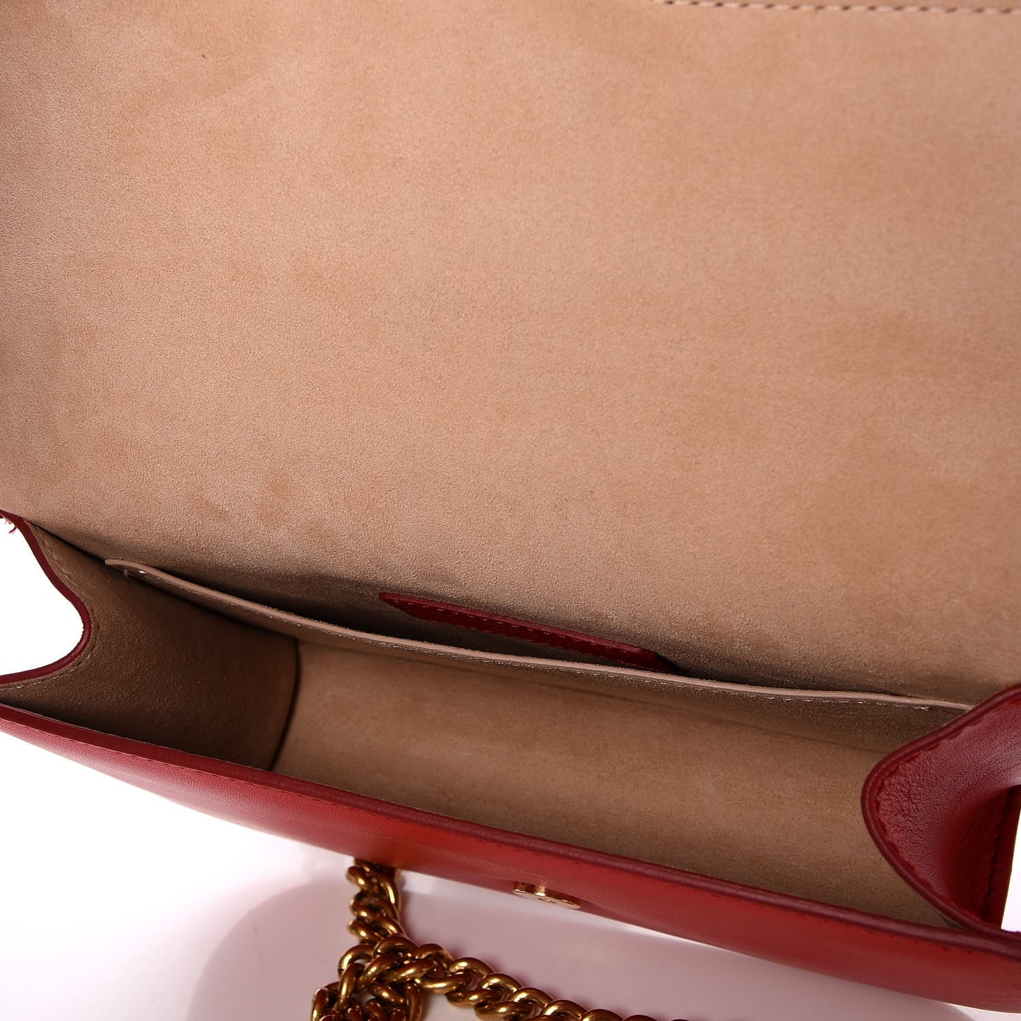 Calfskin Small Insignia Chain Flap Red