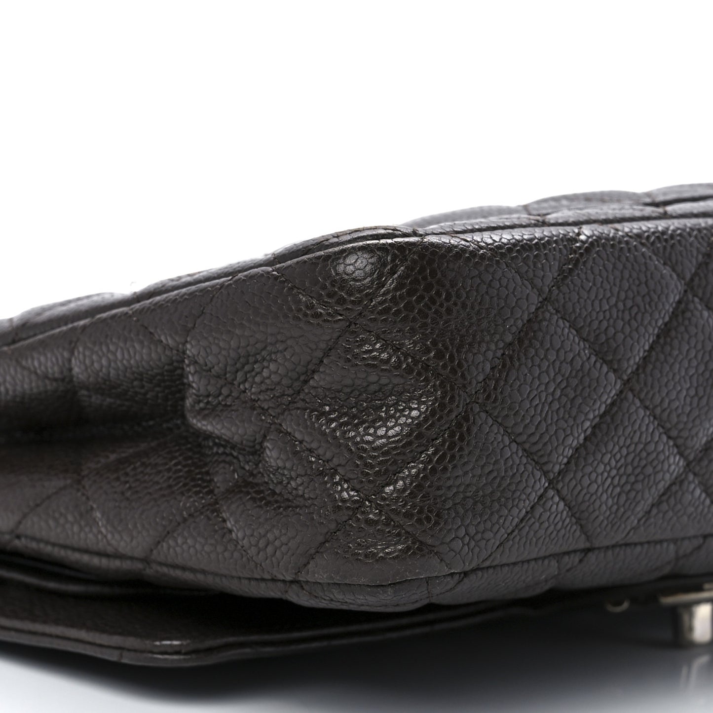 Caviar Quilted Medium Double Flap Dark Brown