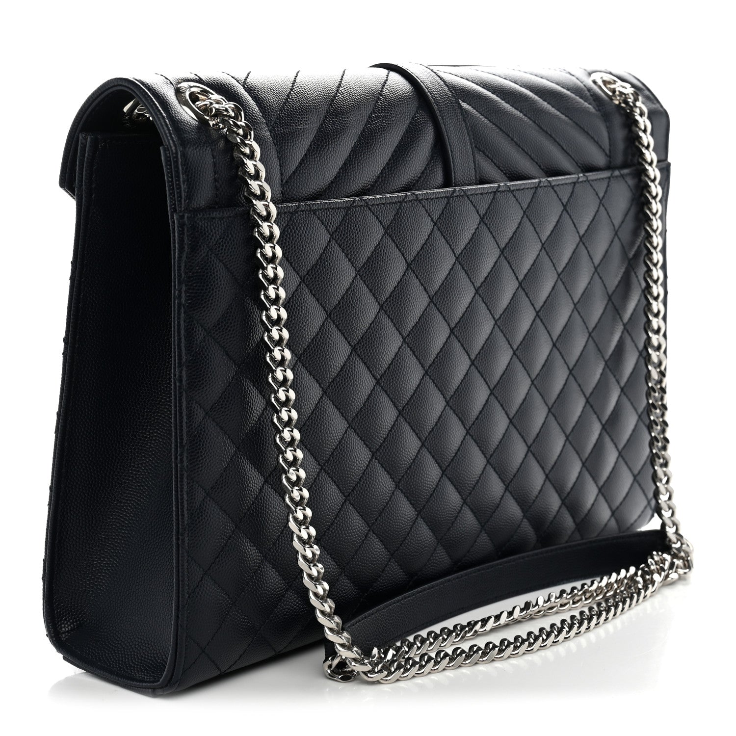 Saint Laurent Grain De Poudre Large Tri-Quilt Monogram Satchel Deep Marine 2 of 9
