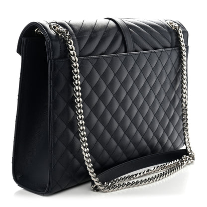 Saint Laurent Grain De Poudre Large Tri-Quilt Monogram Satchel Deep Marine 2 of 9
