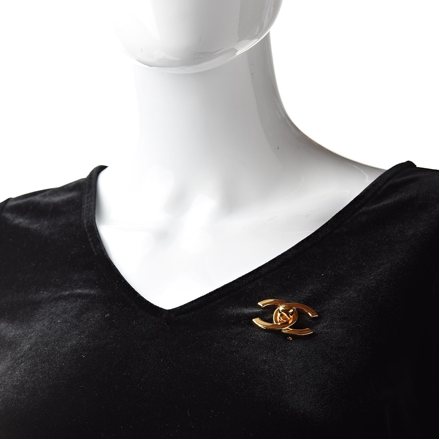 Chanel CC Turn Lock Brooch Gold 2 of 4
