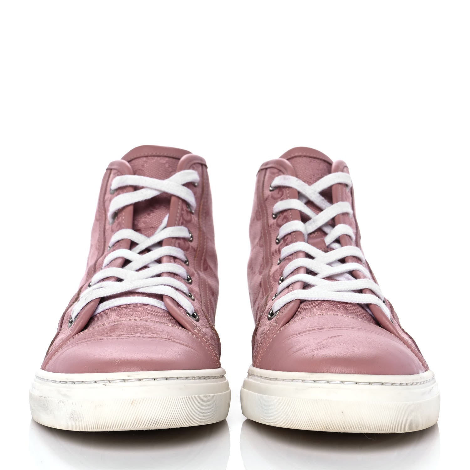 Gucci Monogram Womens High Top Sneakers 37.5 Pink Soft Pink 2 of 7