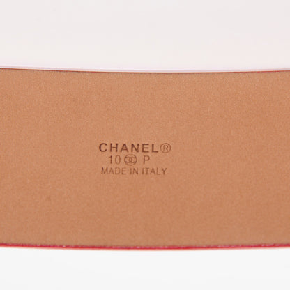 Chanel Patent Calfskin CC Logo Belt 85 34 Red 5 of 7
