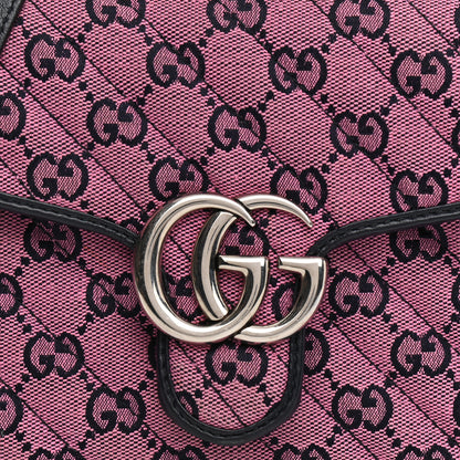 Gucci Monogram Multicolor Matelasse Diagonal Mini GG Marmont Top Handle Shoulder Bag Pink Blue 16 of 23