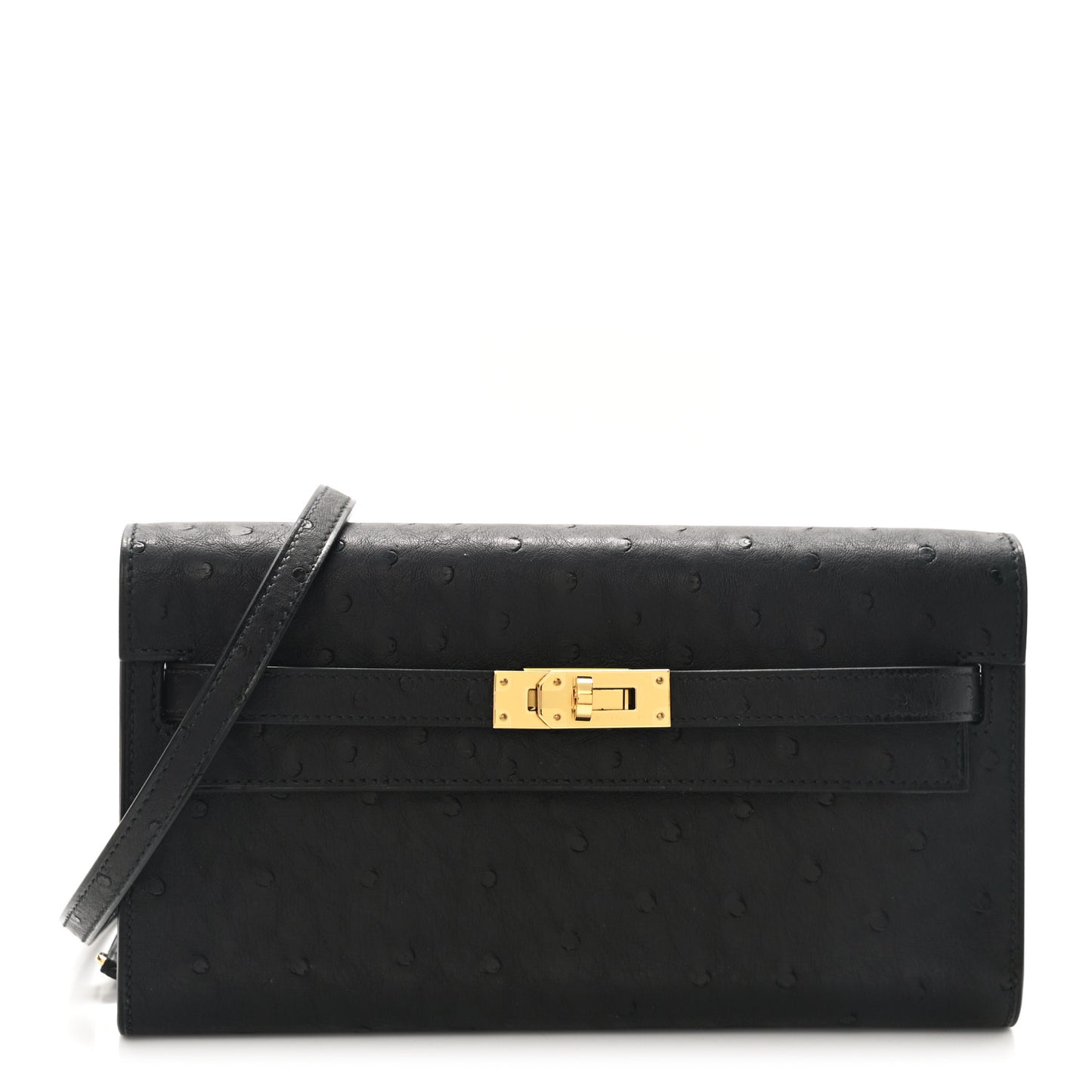 Ostrich Kelly Wallet To Go Black
