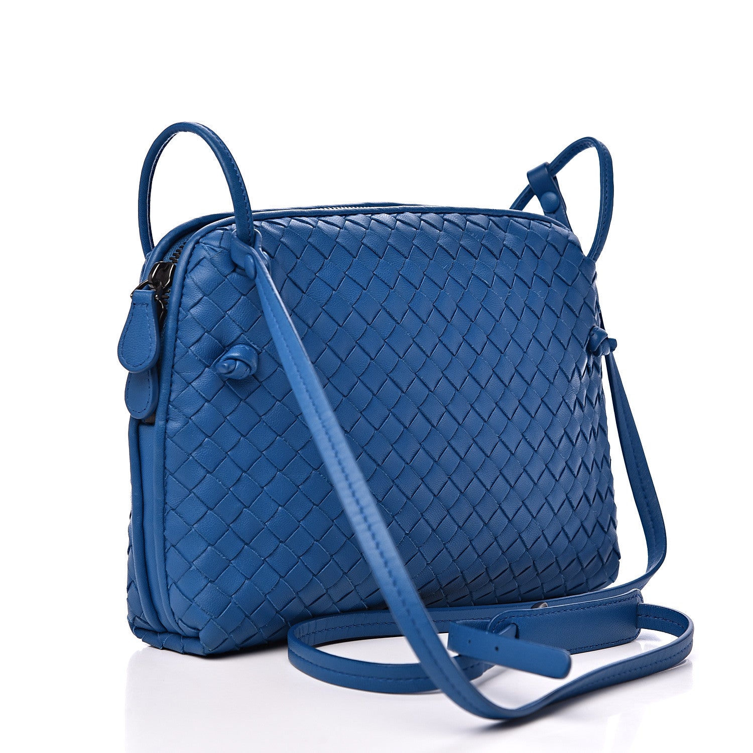 Bottega Veneta Nappa Intrecciato Nodini Crossbody Messenger Blue 2 of 9