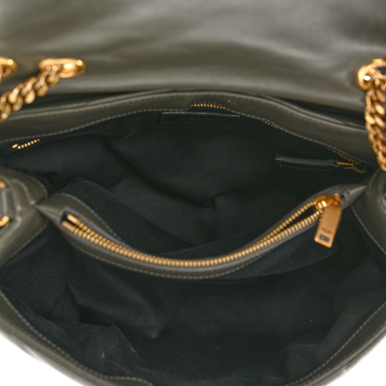 Saint Laurent Calfskin Y Quilted Monogram Medium Loulou Chain Satchel Dark Khaki 5 of 11