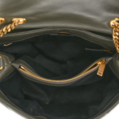 Saint Laurent Calfskin Y Quilted Monogram Medium Loulou Chain Satchel Dark Khaki 5 of 11